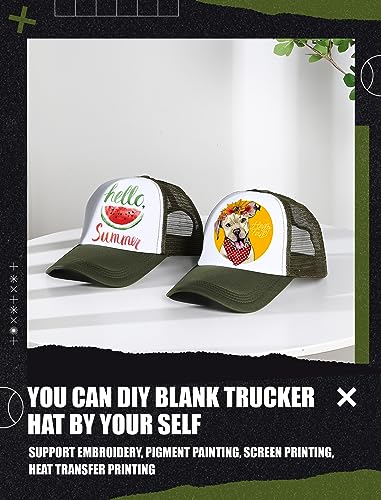 Tarpop 10 Pcs Sublimation Blank Trucker Hats Bulk - color: Army Green White