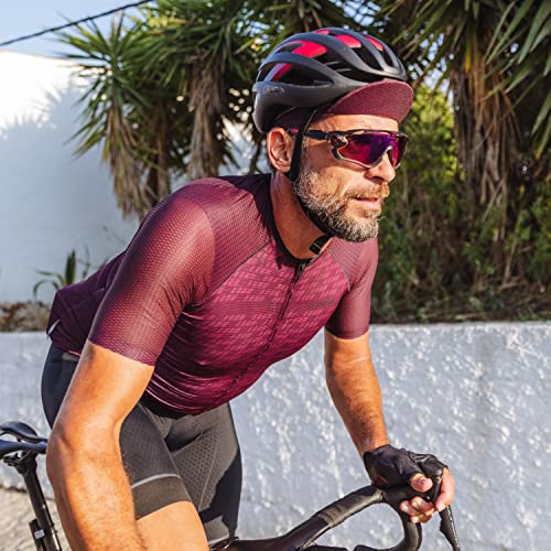 GripGrab Summer Cycling Cap - UV Protection Under-Helmet Bicycle Visor Hat - color: Dark Red, size: Small-Medium