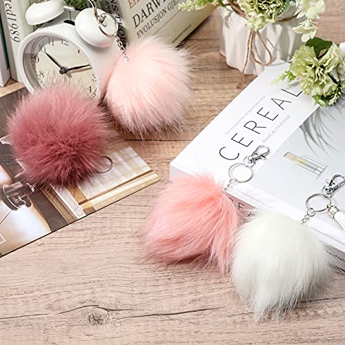 Tatuo 16 Pcs Faux Fur Pom Poms for Hats, Multicolor - color: Mixed Colors