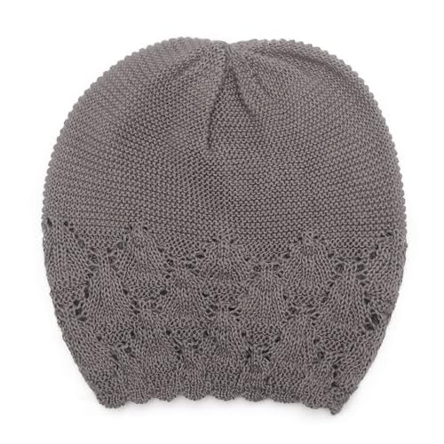 ZLYC Crochet Slouchy Beanie for Women Soft Lightweight Skull Cap - color: Solid Gray
