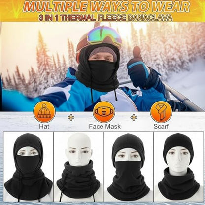 Eurzom 4 Pcs Winter Fleece Balaclava Face Mask - color: Black