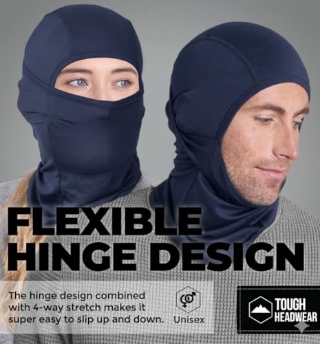 Tough Headwear Balaclava Ski Mask - Breathable Face Mask for Men - Flexible Hinge Full Face Cover - Windproof Motorcycle Gear - color: Blue