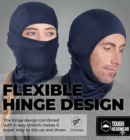 Tough Headwear Balaclava Ski Mask - Breathable Face Mask for Men - Flexible Hinge Full Face Cover - Windproof Motorcycle Gear - color: Blue