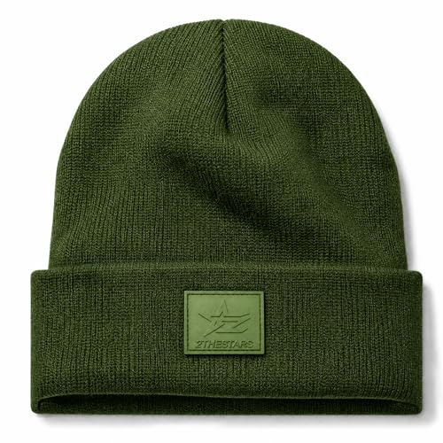 Winter Beanie Men Women Heavyweight Stretch Knit Cuffed Hat - color: Army Green