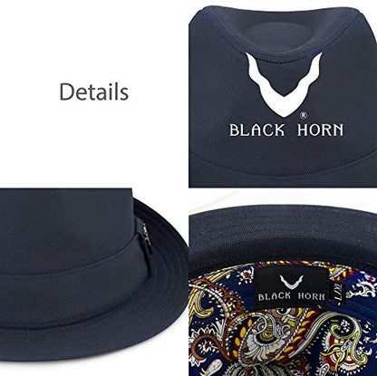 The Hat Depot Premium Paisley Lining Unisex Fedora Hat - color: 1. Premium - Navy, size: Small-Medium