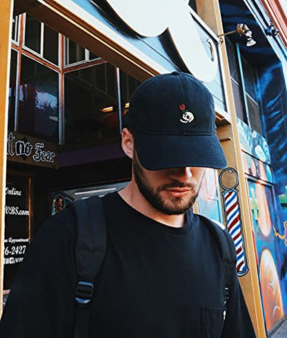 Riot Society Mens Embroidered Adjustable Dad Hat - color: Skull Rose (Black)