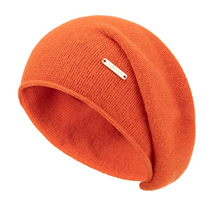 Knit Slouchy Beanie Hats for Women Cashmere Ski Cap Knitted Wool Soft Warm Winter Hat - color: A14-orange