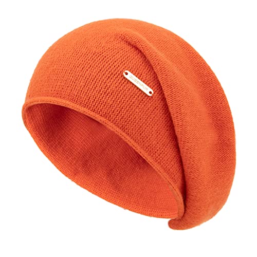 Knit Slouchy Beanie Hats for Women Cashmere Ski Cap Knitted Wool Soft Warm Winter Hat - color: A14-orange