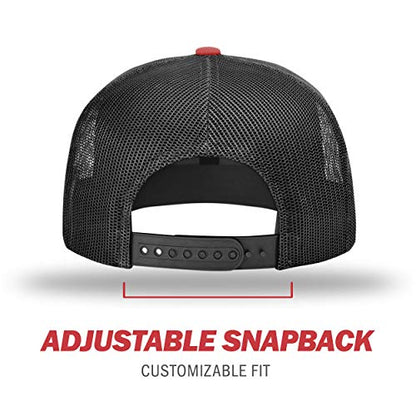 Richardson Unisex 511 Flatbill Trucker Adjustable Snapback Baseball Cap - color: Red/Black