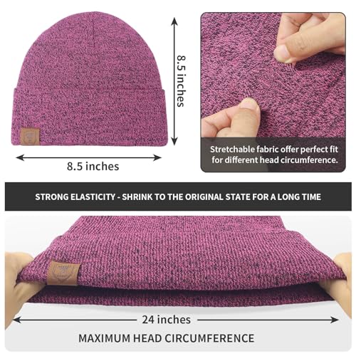 OZERO Mens Winter Hat, Fleece Lined Cuffed Beanie for Men and Women - color: Purple