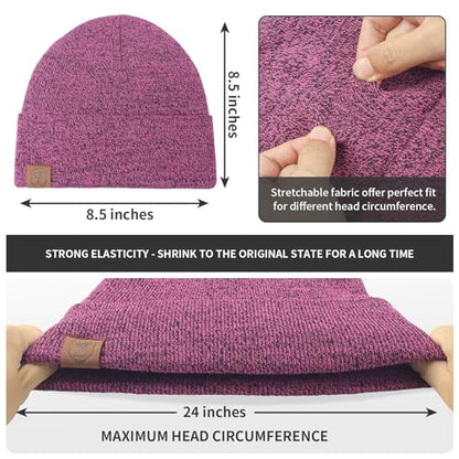 OZERO Mens Winter Hat, Fleece Lined Cuffed Beanie for Men and Women - color: Purple