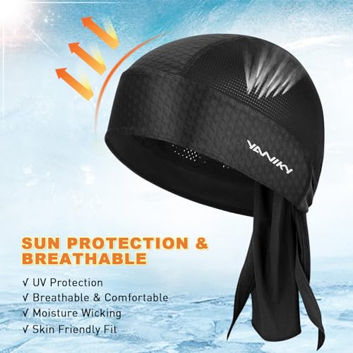 YANIKY Bandanas Skull Caps for Men, Women Skull Cap Helmet Liner Dew Rags - color: Black Print