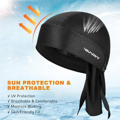 YANIKY Bandanas Skull Caps for Men, Women Skull Cap Helmet Liner Dew Rags - color: Black Print