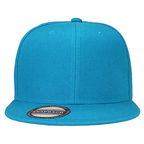 Falari Wholesale 12 Pack Snapback Hat Cap Hip Hop Style Flat Bill Blank Solid Color Adjustable Size - color: 12-pack Turquoise