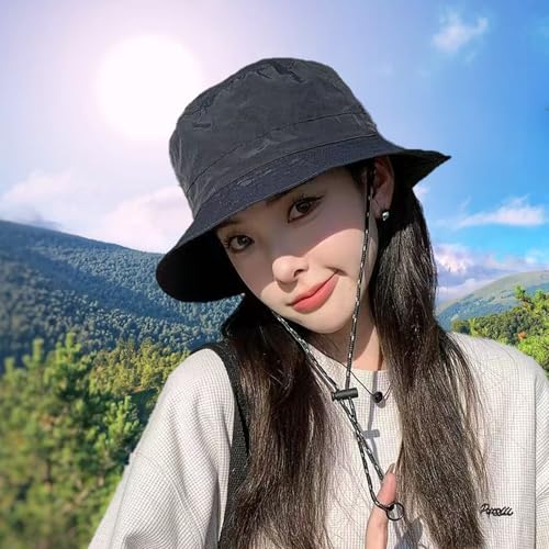 Outdoor Bucket Packable Sun Hat with Detachable Chin Strap for Women and Men, Quick Dry Waterproof UV Protection Sun Hat - color: Khaki