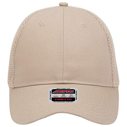 OTTO Cotton Twill w/Polyester 6 Panel Low Profile Air Mesh Baseball Cap - color: Khaki