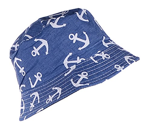 BYOS Unisex Trendy Reversible Lightweight Printed Bucket Hat Packable Outdoor - color: Anchor Mid Denim