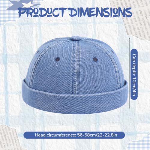 Brimless Cap Docker Hat Vintage Denim Roll Caps for Men