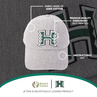 Desert Cactus University of Hawaii Embroidered Baseball Hat Cap - color: Grey