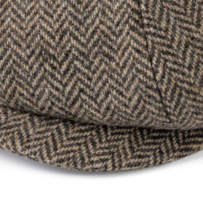 FEINION Men 8 Panel Herringbone Wool Newsboy Cap - color: Herringbone Khaki, size: 7 1/8