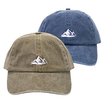 Dad Hat Baseball Cap Unisex Outdoor Unstructured Washed Soft Cotton Mountain Hat - color: Mountain, Navy+olive