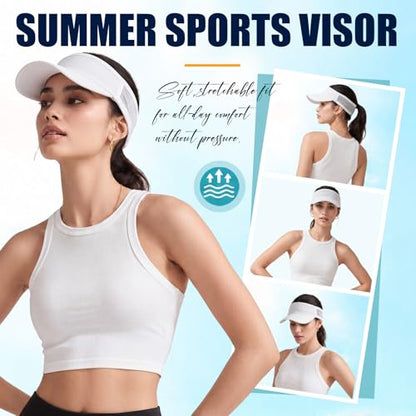 Cuffbow 8 Pcs Sports Sun Visor Hats for Women Men Cooling Stretchy Sun Visor Breathable Lightweight for Running Golf Outdoor