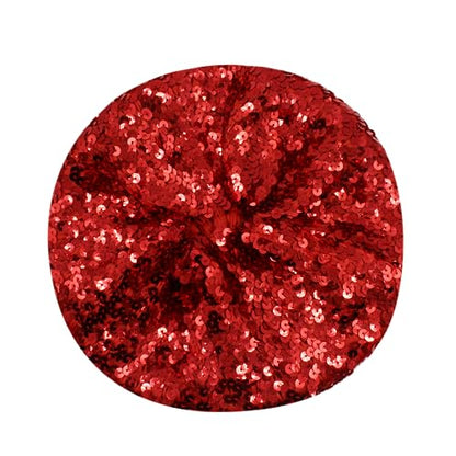 JUMISEE Sparkly Sequin Berets for Women Girls Fashion Beanie Hat Costume Accessories for Festival Party Dance - color: Red
