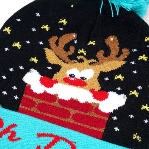 Christmas Hat 2 Pack Light Up Knitted Beanie Hat Xmas Santa Holiday Cap LED Lights - color: Red+blue