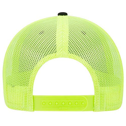 OTTO 6 Panel Low Profile Contrast Vertical Mesh Back Cap - color: Blk/Blk/N.ylw