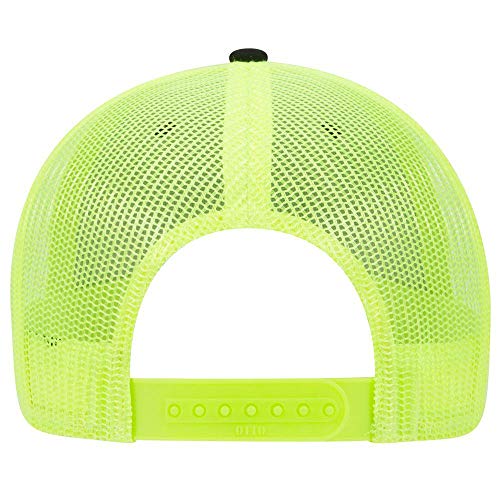 OTTO 6 Panel Low Profile Contrast Vertical Mesh Back Cap - color: Blk/Blk/N.ylw