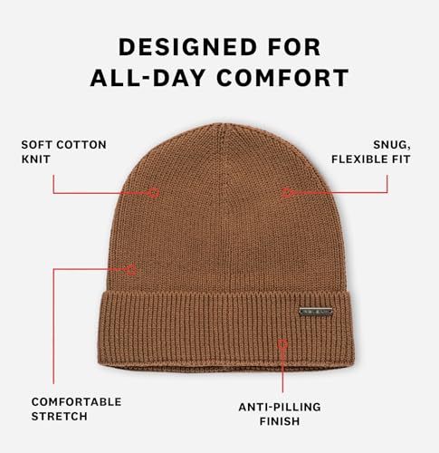Revony 100% Cotton Men’s Skull Beanie – Soft, Structured, Everyday Comfort - color: Brown