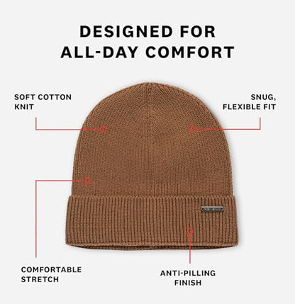 Revony 100% Cotton Men’s Skull Beanie – Soft, Structured, Everyday Comfort - color: Brown