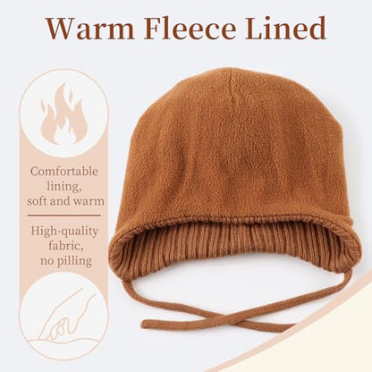 Baby Girl Winter Hats Pompom Infant Boys Beanie Knitted Kid Hat - color: Brown, size: 2-8 Years