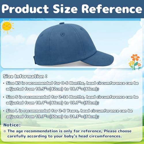 Olreco Toddler Baseball Hat Baby Baseball Cap Baby Ball Cap Infant Hat Toddler Caps Kids Trucker Hats for Boys Girls Cotton - color: Dark Denim Blue, size: 2-6 Years