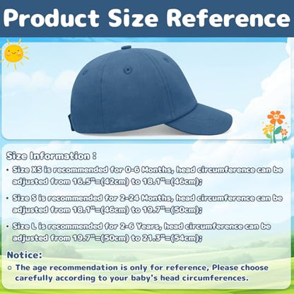 Olreco Toddler Baseball Hat Baby Baseball Cap Baby Ball Cap Infant Hat Toddler Caps Kids Trucker Hats for Boys Girls Cotton - color: Dark Denim Blue, size: 2-6 Years