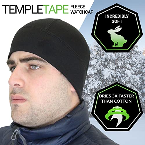 Temple Tape Tactical Fleece Watch Cap Beanie – Skull Cap Fleece Hat - Mens & Women - color: [2-pack] 1-black & 1-navy, size: One Size