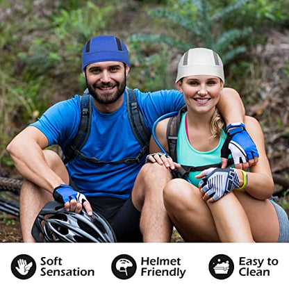 MELASA Cooling Skull Cap Breathable Mesh Sweat Control Helmet Liner for Men - color: Black&red