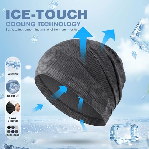 Justrideon 3-Pack Cooling Skull Cap Breathable 3D Honeycomb Mesh Men Women - color: Black + Gray + Camo Gray