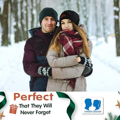 Lvaiz Winter Fleece Lined Beanie Hat for Men Women Reversible Skull Cap - color: Dark Green+black
