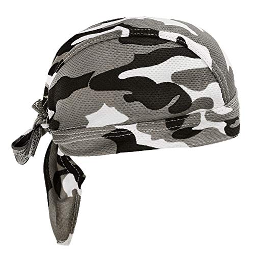 Greenery-GRE Head Tie Quick Drying Cycling Cap Headband Skull Beanie Bandana Do Rags Moisture Wicking Pirate Hat Helmet Liner - color: Grey White Camouflage