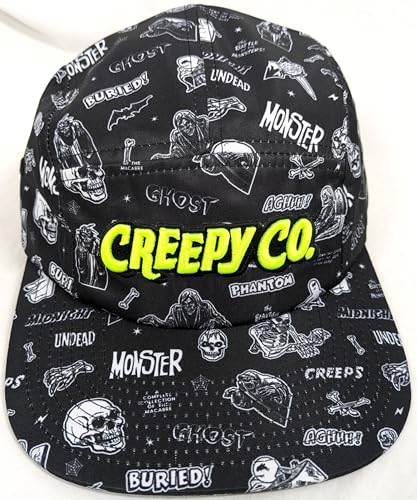 Creepy Co. Vintage Horror Comics 5 Panel HAT Crypt Monster Ghost Phantom Bat Skull Black