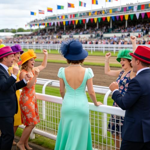 Ruphedy Women Derby Church Dress Bucket Hat Fascinators Tea Party Wedding Hat - color: S051-navy