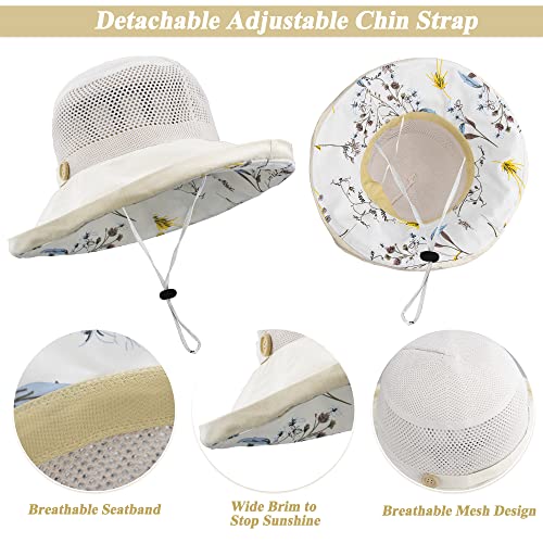 Women's-Mesh-Sun-Hats Beach Bucket Caps Outdoor-UV-Protection Foldable-Hat - color: Beige