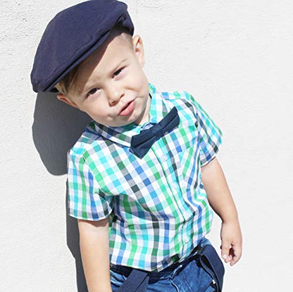 Born to Love Infant, Toddler Boys Pinstripe Driver Cap Baby Hat - color: Navy Driver, size: 3-6 Months