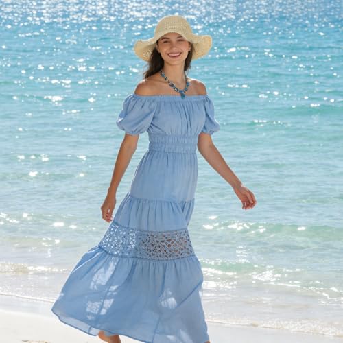Oweisong Sun Hats for Women Wide Brim Floppy Beach Hats Packable Boho Crochet Straw Hat for Summer Vacation Travel - color: Begie