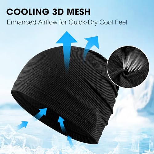 WTACTFUL Cooling Breathable Skull Cap Men Women, Sweat Wicking 1-2-4 Pack - color: #A1- Black + Black+ Black+ Black