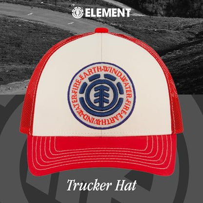 Element Unisex Adult Trucker Hat, Adult Baseball Cap with Curved Brim - color: Red