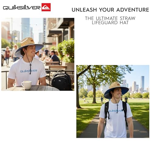 Quiksilver Men's Wide Brim Outdoor Lifeguard Straw Sun Hat - color: Monaco Blue, size: Small-Medium
