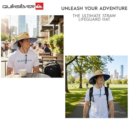Quiksilver Men's Wide Brim Outdoor Lifeguard Straw Sun Hat - color: Monaco Blue, size: Small-Medium