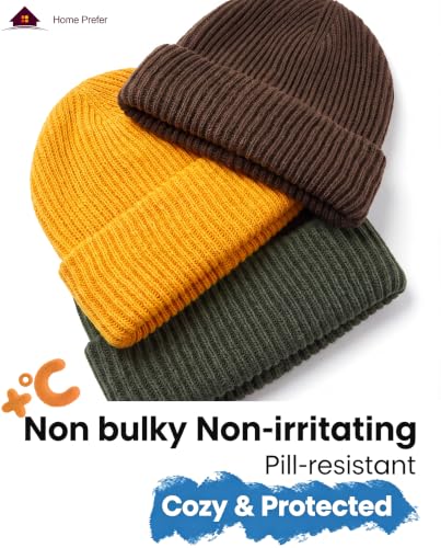 Home Prefer Rib Knit Beanie Hat for Men and Women Cuffed Beanie Winter Hat - color: Coffee